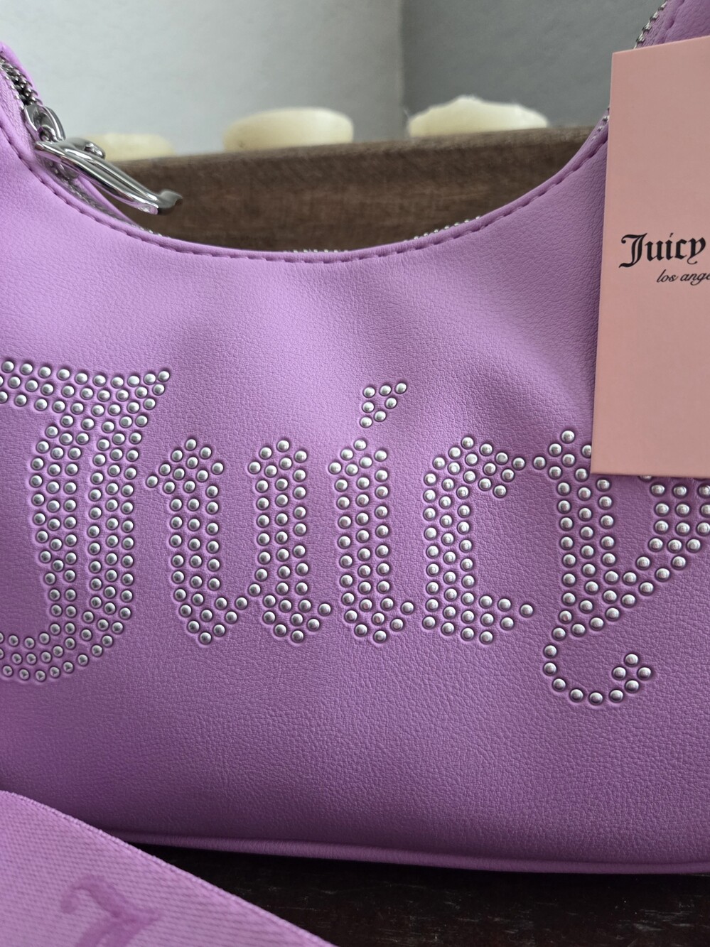 Juicy Couture Rhinestone Logo Shoulder Bag Pink NWT - Picture 3 of 5